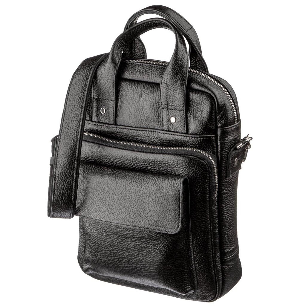 Чоловіча сумка вертикального формату SHVIGEL 11167 під А4 Чорна флотар від компанії Універсальний Інтернет-магазин POPULAR - фото 1