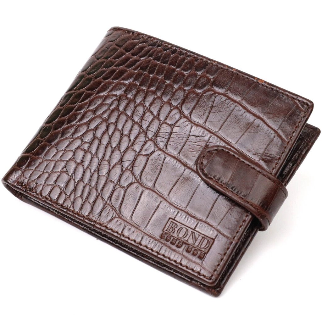Чоловічий фактурний горизонтальний гаманець із натуральної шкіри з тисненням під крокодила Tony Bellucci 22043 від компанії Універсальний Інтернет-магазин POPULAR - фото 1