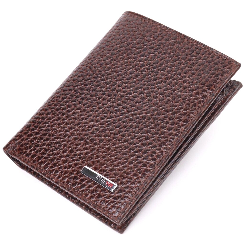 Чоловічий гаманець без застібки з натуральної зернистої шкіри KARYA 21365 Коричневий від компанії Універсальний Інтернет-магазин POPULAR - фото 1