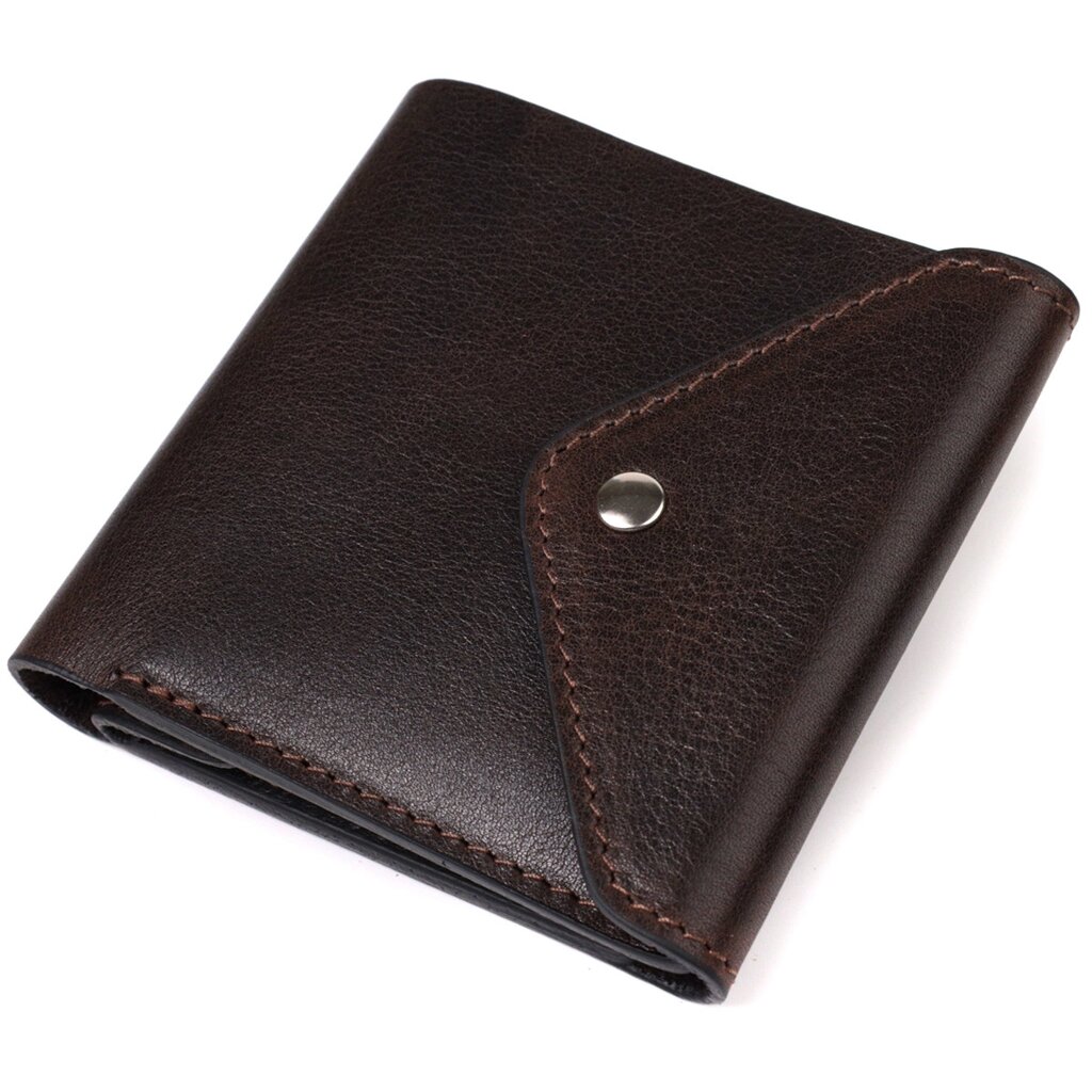 Чоловічий гаманець із глянсової натуральної шкіри GRANDE PELLE 16814 Коричневий від компанії Універсальний Інтернет-магазин POPULAR - фото 1