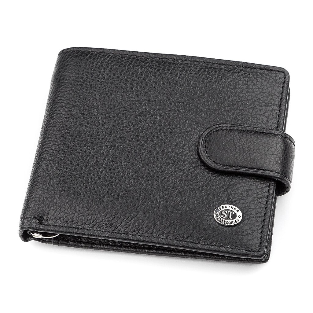 Чоловічий гаманець ST Leather 18309 (ST113-1) із затискачем для грошей Чорний від компанії Універсальний Інтернет-магазин POPULAR - фото 1