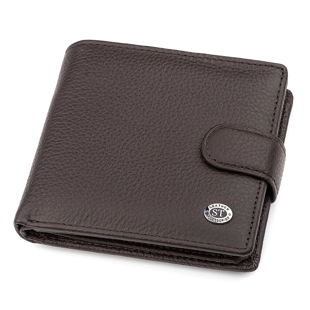 Чоловічий гаманець ST Leather 18347 (ST153) функціональний Коричневий від компанії Універсальний Інтернет-магазин POPULAR - фото 1