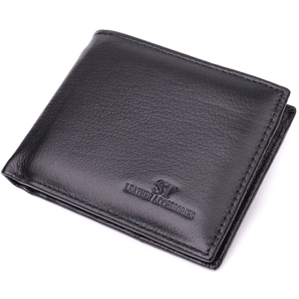 Чоловічий гаманець-затискач із натуральної шкіри ST Leather 22460 Чорний від компанії Універсальний Інтернет-магазин POPULAR - фото 1