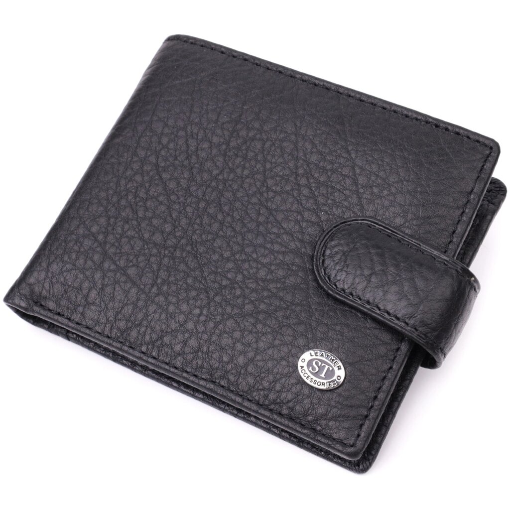 Чоловічий гаманець зручного розміру з натуральної шкіри ST Leather 22471 Чорний від компанії Універсальний Інтернет-магазин POPULAR - фото 1