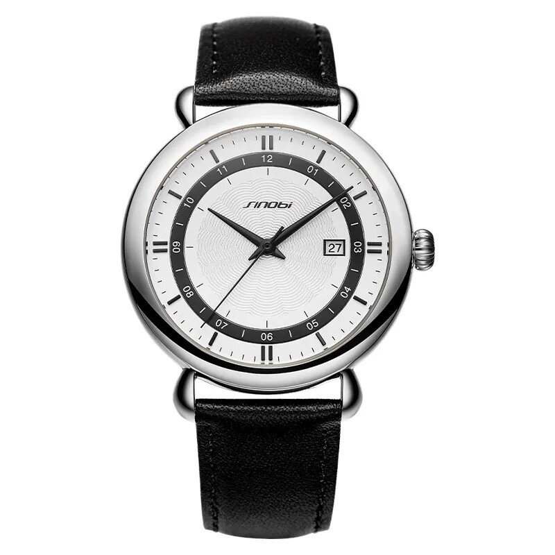 Чоловічий годинник Sinobi 9844 з ремінцем з натуральної шкіри (11S9844G01) (Чорний) від компанії Універсальний Інтернет-магазин POPULAR - фото 1