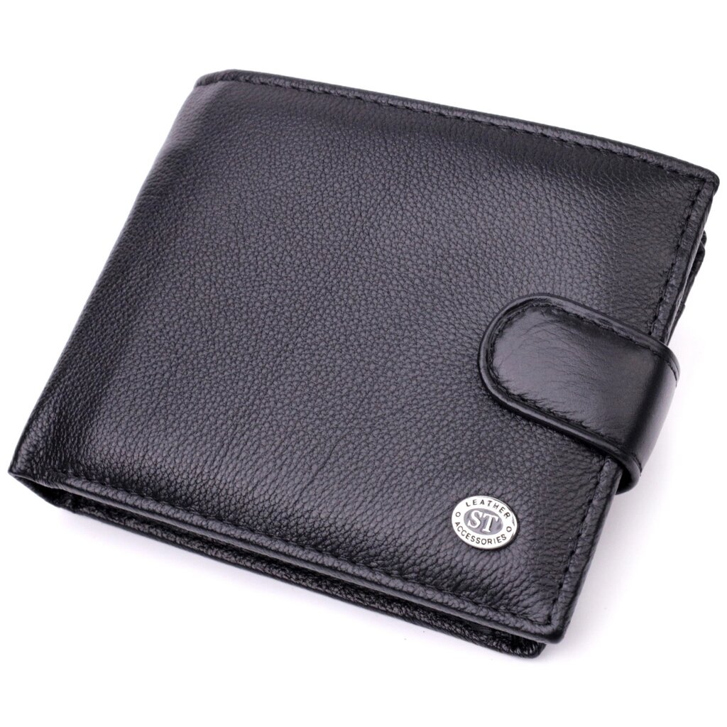 Чоловічий горизонтальний гаманець із натуральної шкіри ST Leather 22466 Чорний від компанії Універсальний Інтернет-магазин POPULAR - фото 1