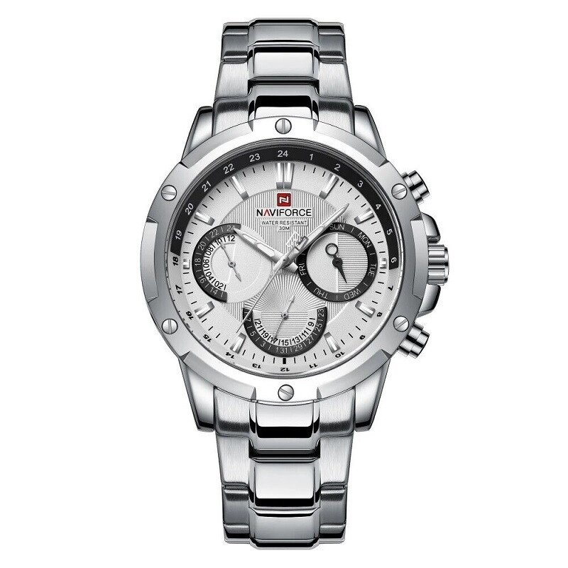 Чоловічий наручний годинник Naviforce 9196S (Сріблястий) від компанії Універсальний Інтернет-магазин POPULAR - фото 1