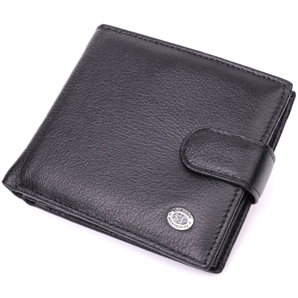 Чоловічий трендовий гаманець із натуральної шкіри ST Leather 22553 Чорний від компанії Універсальний Інтернет-магазин POPULAR - фото 1