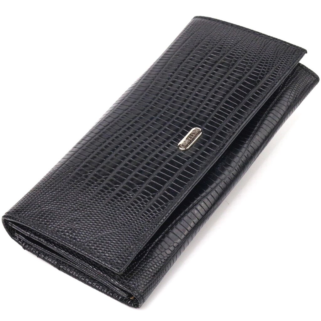 Чудовий фактурний горизонтальний жіночий гаманець із натуральної шкіри CANPELLINI 21653 Чорний від компанії Універсальний Інтернет-магазин POPULAR - фото 1
