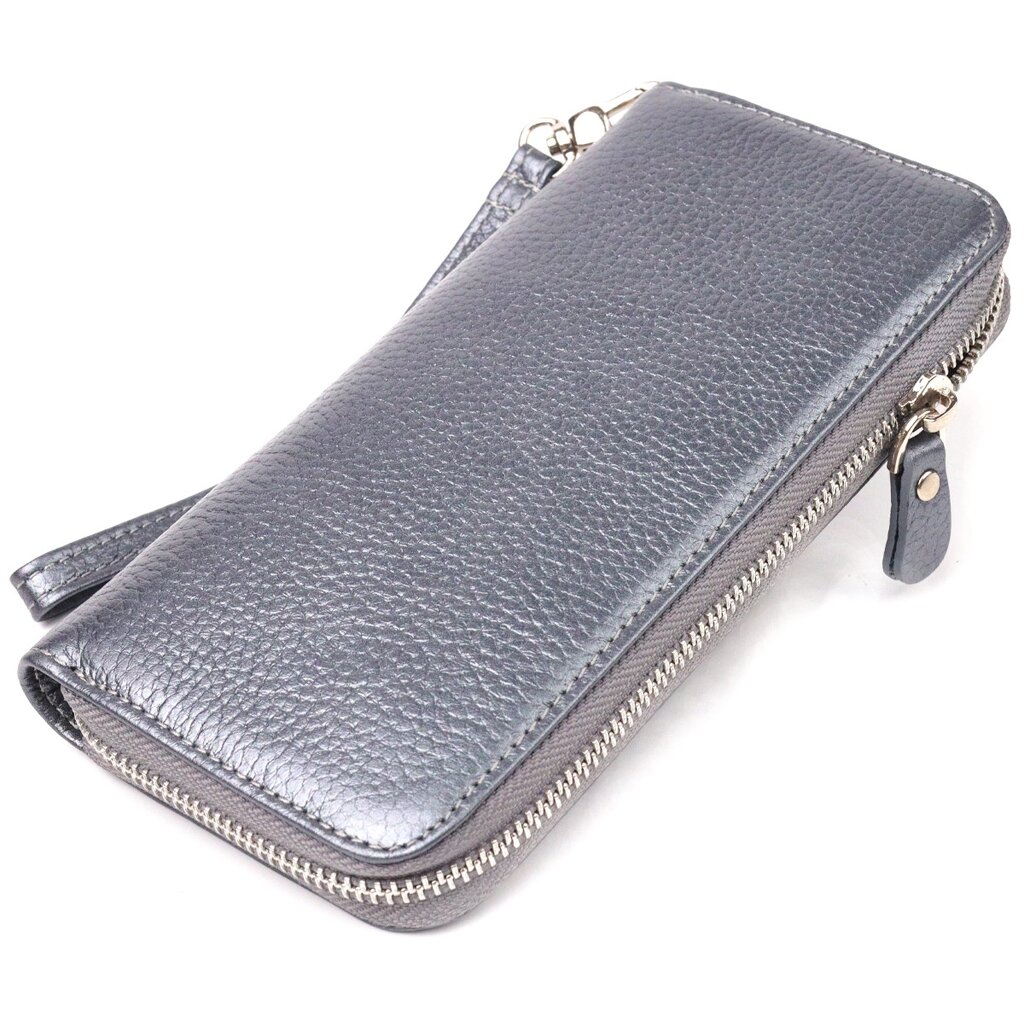 Чудовий гаманець із відливом для жінок із натуральної шкіри флотар CANPELLINI 21622 Сірий від компанії Універсальний Інтернет-магазин POPULAR - фото 1