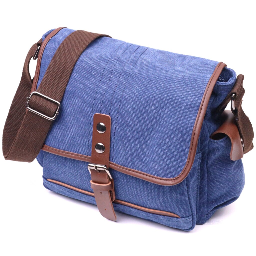 Цікава горизонтальна чоловіча сумка з текстилю 21250 Vintage Синя від компанії Універсальний Інтернет-магазин POPULAR - фото 1