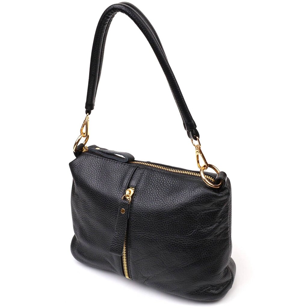 Цікава сумка через плече з натуральної шкіри 22135 Vintage Чорна від компанії Універсальний Інтернет-магазин POPULAR - фото 1