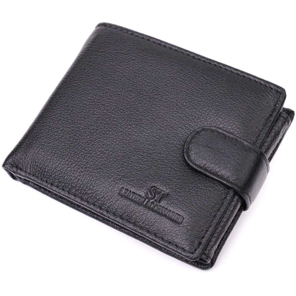 Цікавий гаманець із блоком під документи з натуральної шкіри ST Leather 22480 Чорний від компанії Універсальний Інтернет-магазин POPULAR - фото 1