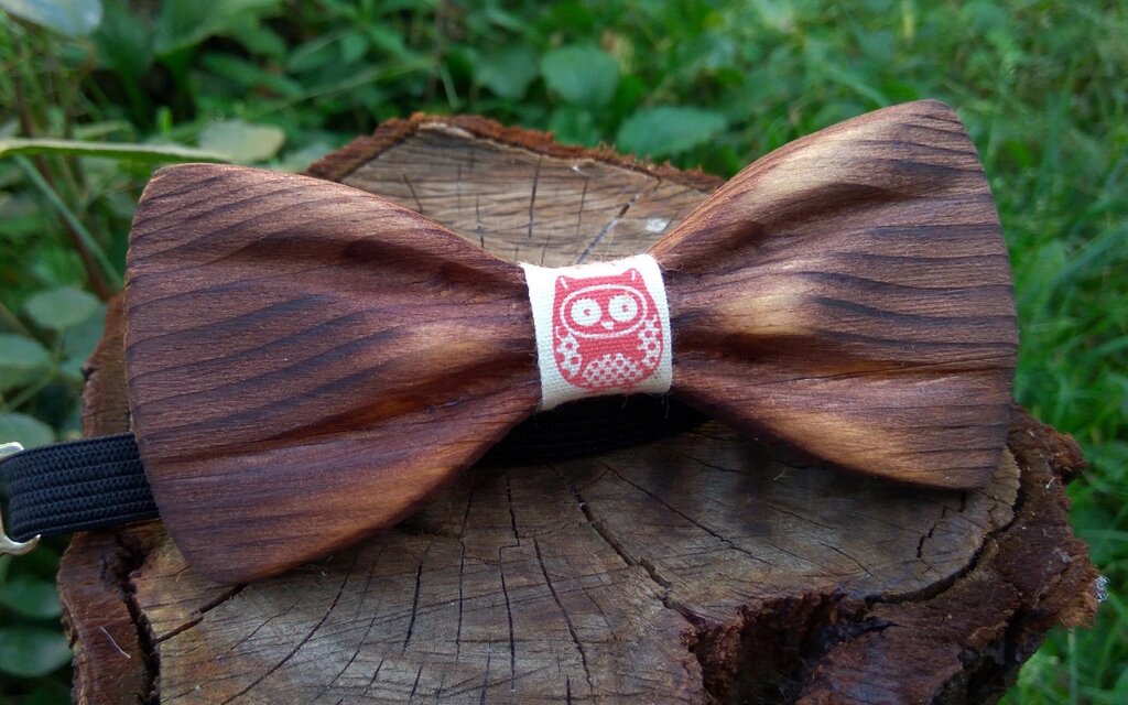 Дерев'яна краватка метелик 3D Сова ручної роботи, серія Зирикот від компанії Універсальний Інтернет-магазин POPULAR - фото 1