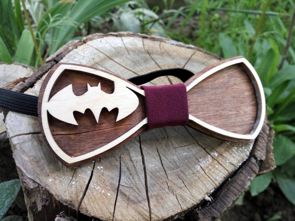 Дерев'яна краватка метелик Обідок Бетмен ручної роботи, серія Fantasy від компанії Універсальний Інтернет-магазин POPULAR - фото 1