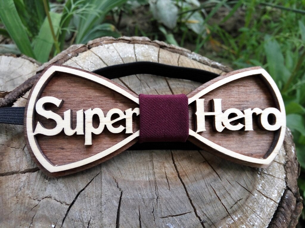 Дерев'яна краватка метелик Ободок Супергерой ручної роботи, серія Fantasy від компанії Універсальний Інтернет-магазин POPULAR - фото 1