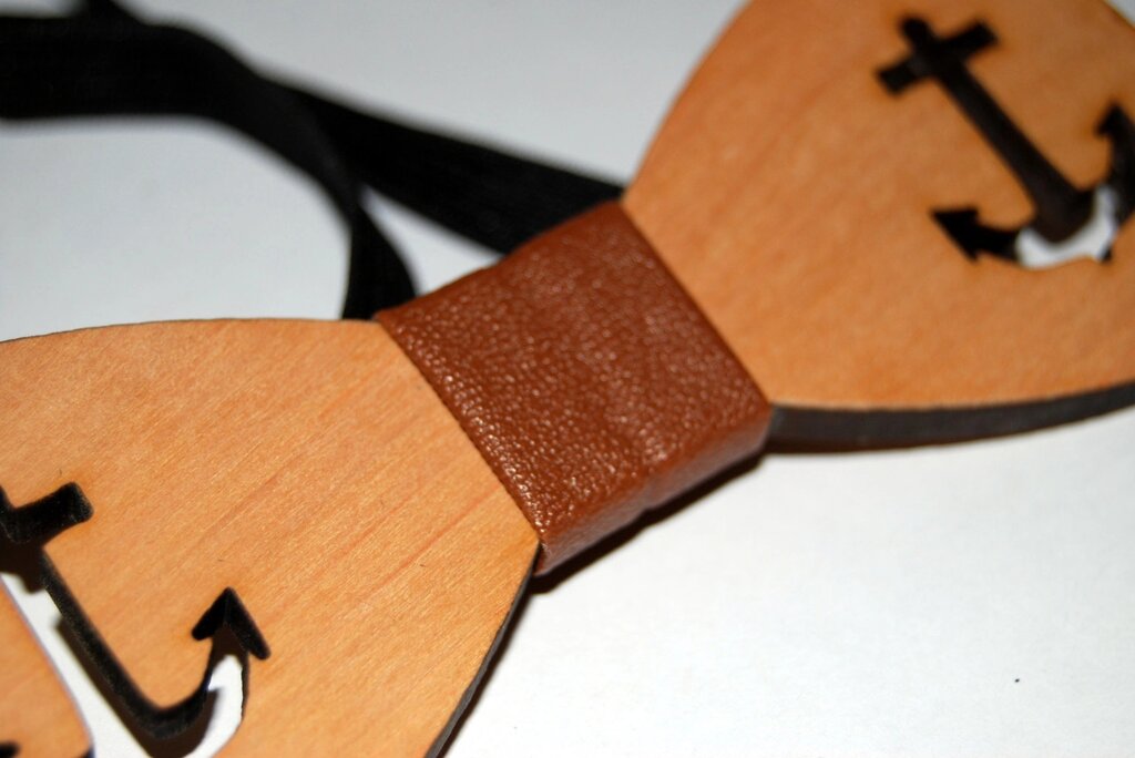Дерев'яна краватка метелик Якорі ручної роботи від компанії Універсальний Інтернет-магазин POPULAR - фото 1