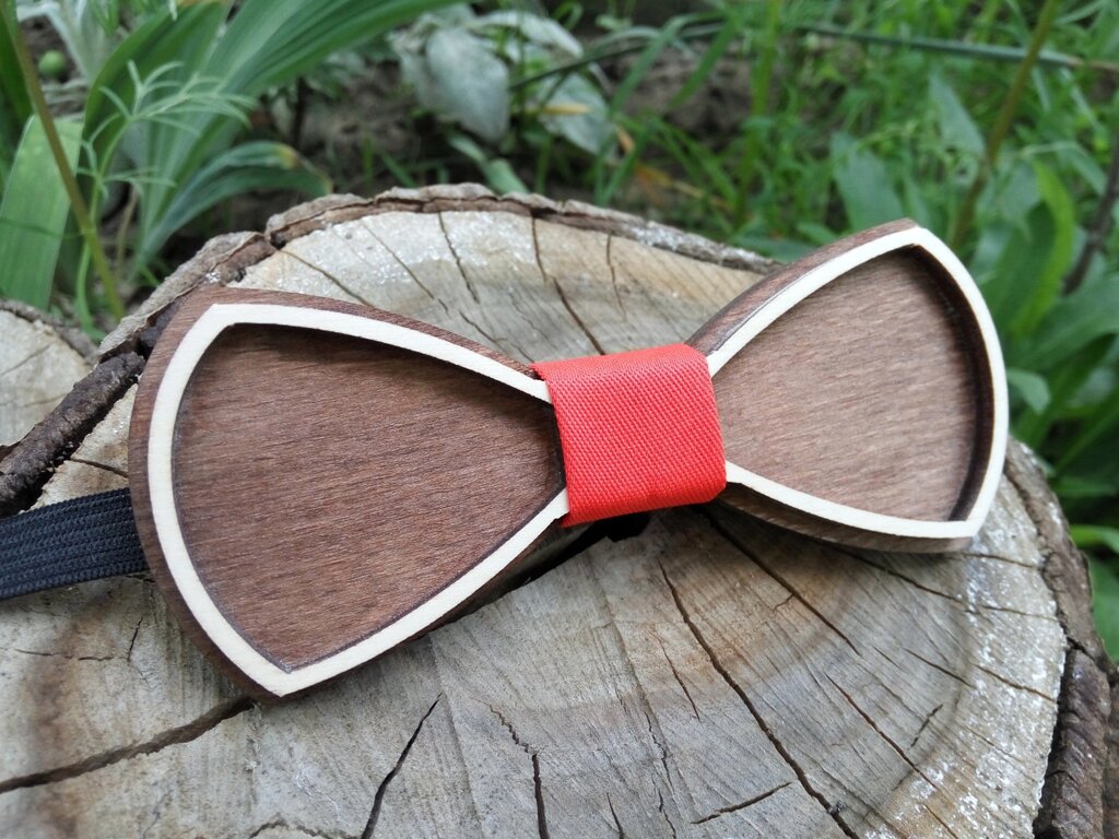 Дерев'яна метелик краватка червоний Ободок ручної роботи, серія Fantasy від компанії Універсальний Інтернет-магазин POPULAR - фото 1