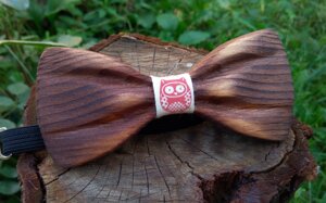 Дерев'яна краватка метелик 3D Сова ручної роботи, серія Зирикот