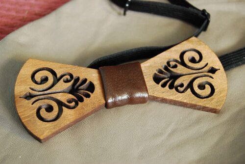 Дерев'яна краватка метелик Розпис коричневої ручної роботи