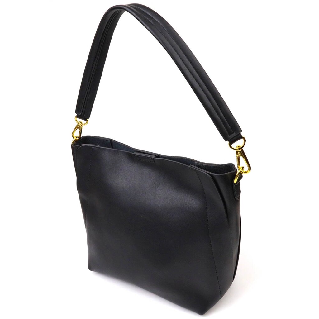 Ділова жіноча сумка з натуральної шкіри 22109 Vintage Чорна від компанії Універсальний Інтернет-магазин POPULAR - фото 1