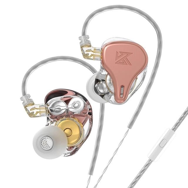 Динамічні навушники KZ DQ6S із мікрофоном (Рожево-золотий) від компанії Універсальний Інтернет-магазин POPULAR - фото 1