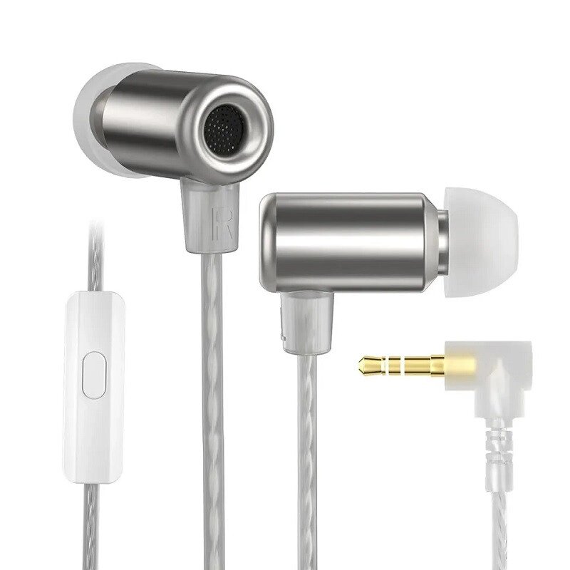 Динамічні навушники KZ Ling Long з мікрофоном (Сірий) від компанії Універсальний Інтернет-магазин POPULAR - фото 1