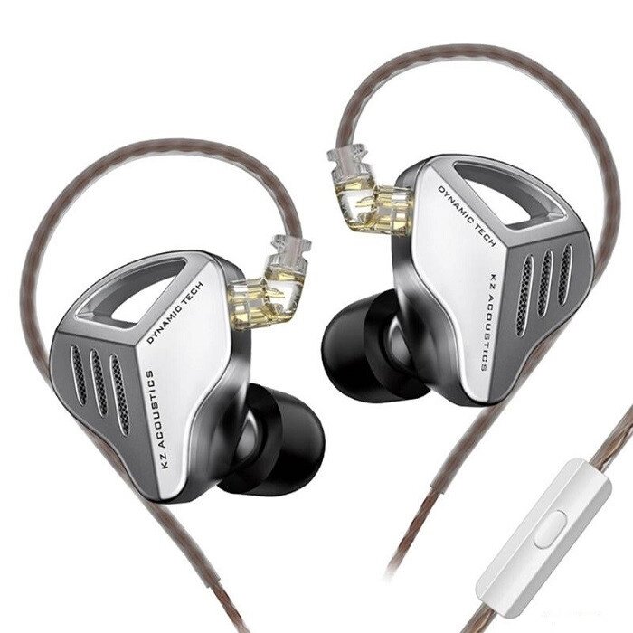 Динамічні навушники KZ ZVX MIC із подвійними драйверами (Сріблястий) від компанії Універсальний Інтернет-магазин POPULAR - фото 1