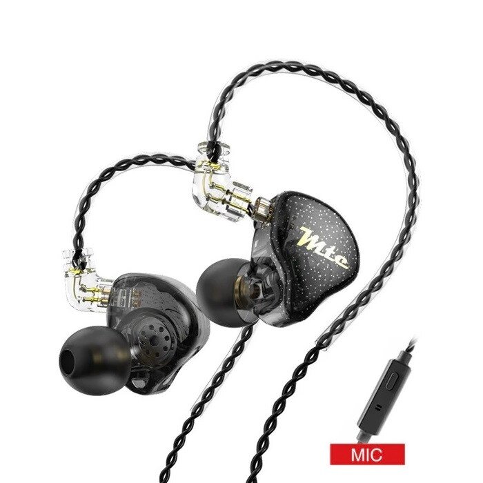 Динамічні навушники TRN MTE з мікрофоном (Чорний) від компанії Універсальний Інтернет-магазин POPULAR - фото 1