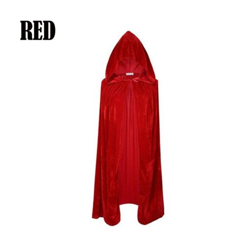 Довгий оксамитовий плащ диявола (вампіра) з капюшоном (ZR00469) NONE L / 170 см Червоний