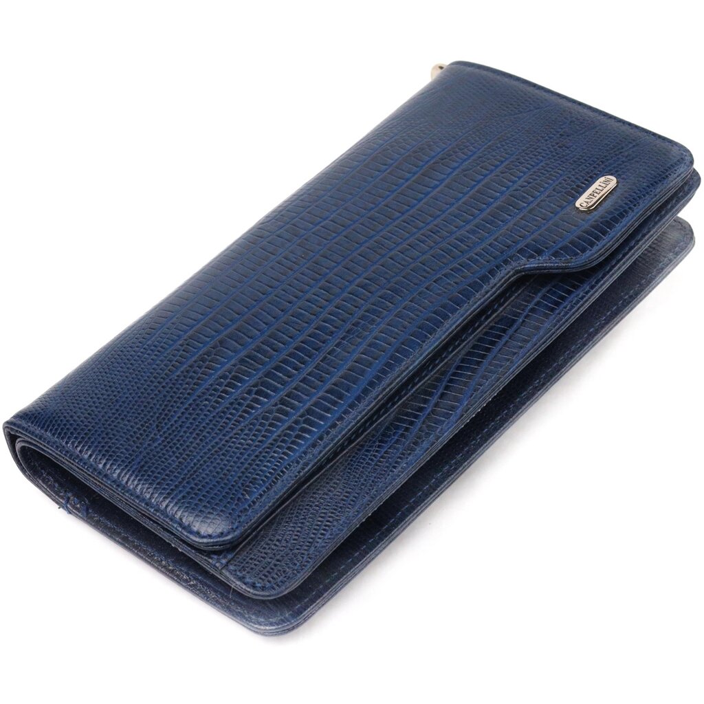 Добротне портмоне клатч із натуральної фактурної шкіри CANPELLINI 21542 Синє від компанії Універсальний Інтернет-магазин POPULAR - фото 1
