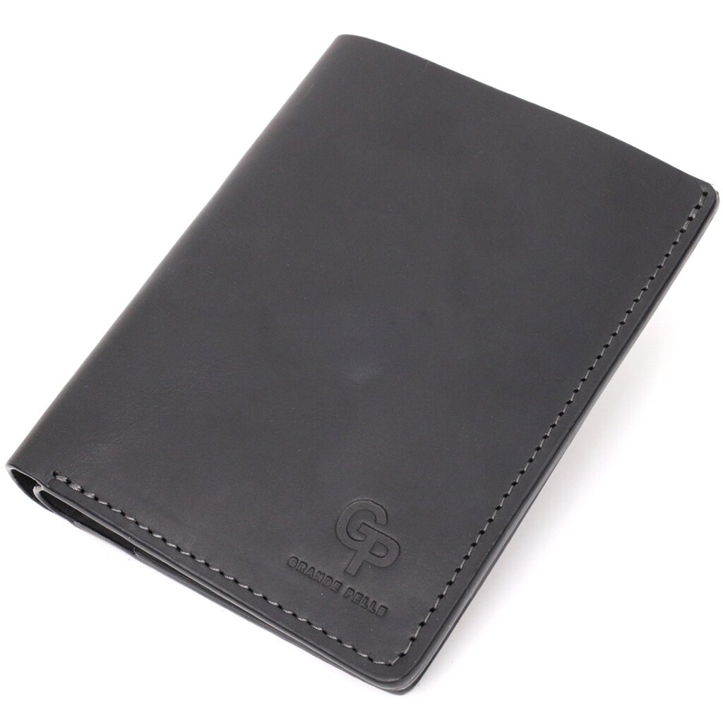 Добротне шкіряне портмоне з тримачем для Apple AirTag GRANDE PELLE 11623 Чорний від компанії Універсальний Інтернет-магазин POPULAR - фото 1