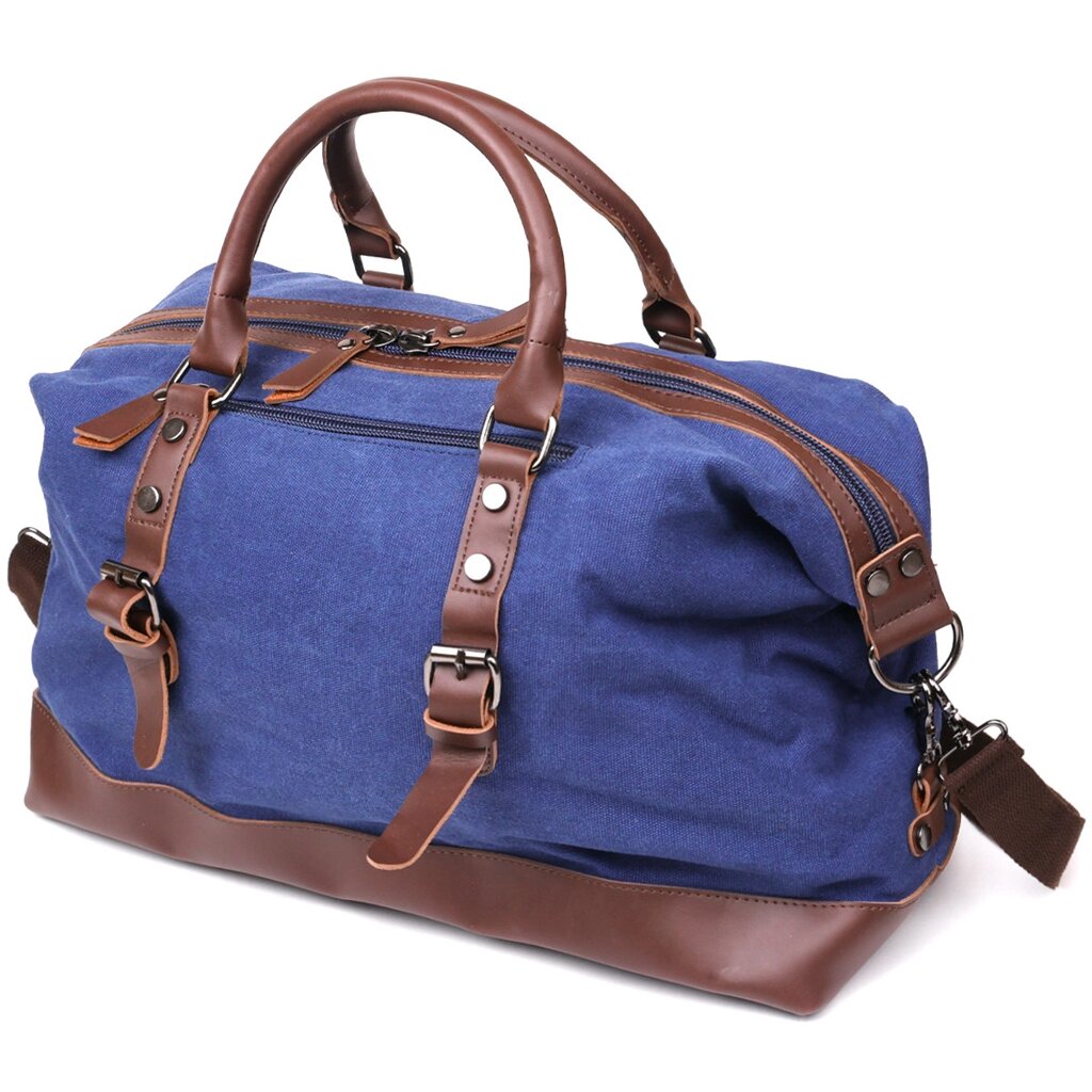 Дорожня сумка текстильна середня Vintage 20084 Синя від компанії Універсальний Інтернет-магазин POPULAR - фото 1