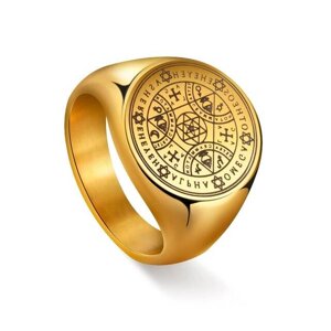 Перстень-символ з нержавіючої сталі з Сигіла Таємниця Всесвіту Золотистий Dawapara 19