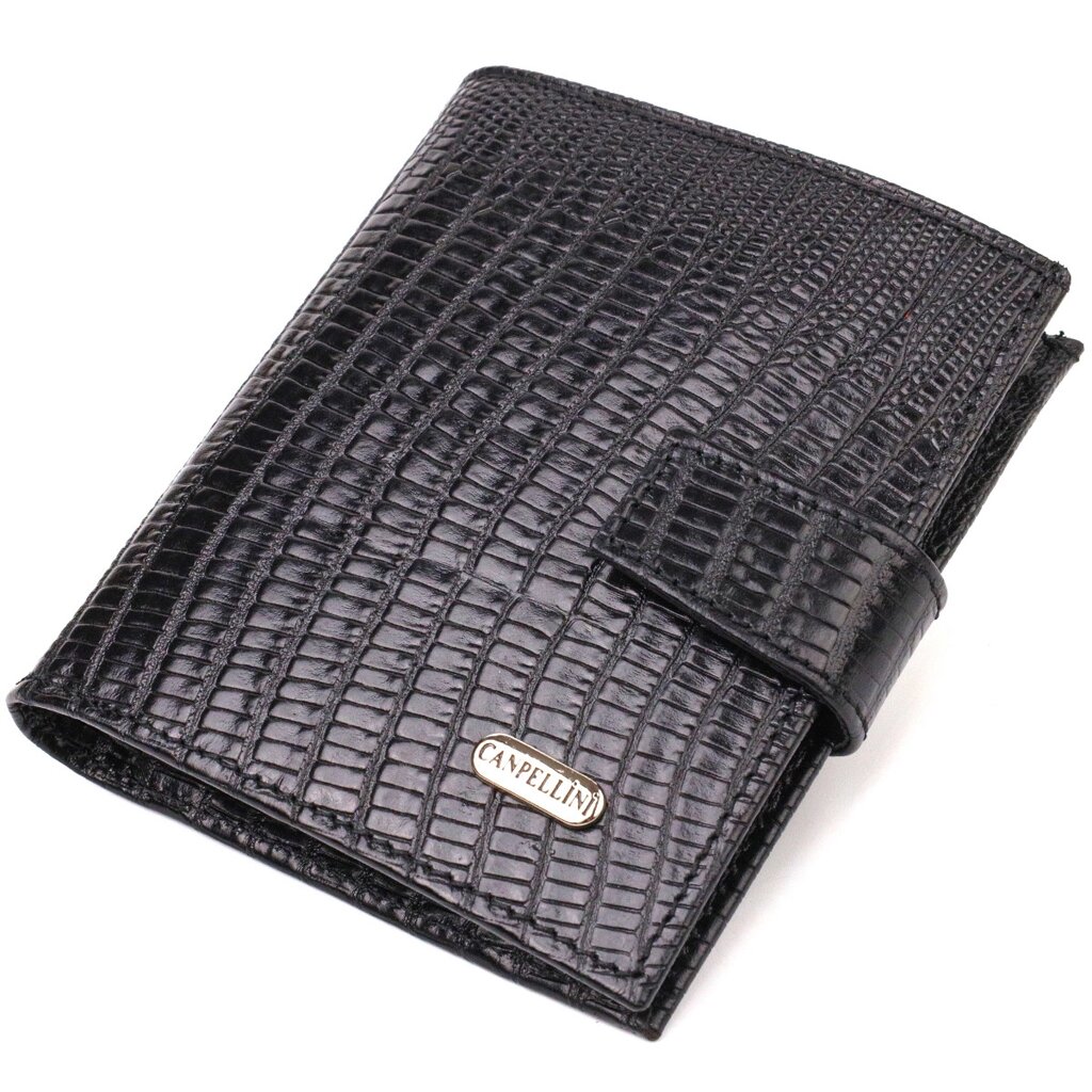 Фактурний чоловічий гаманець із натуральної шкіри з тисненням під крокодила CANPELLINI 21745 Чорний від компанії Універсальний Інтернет-магазин POPULAR - фото 1