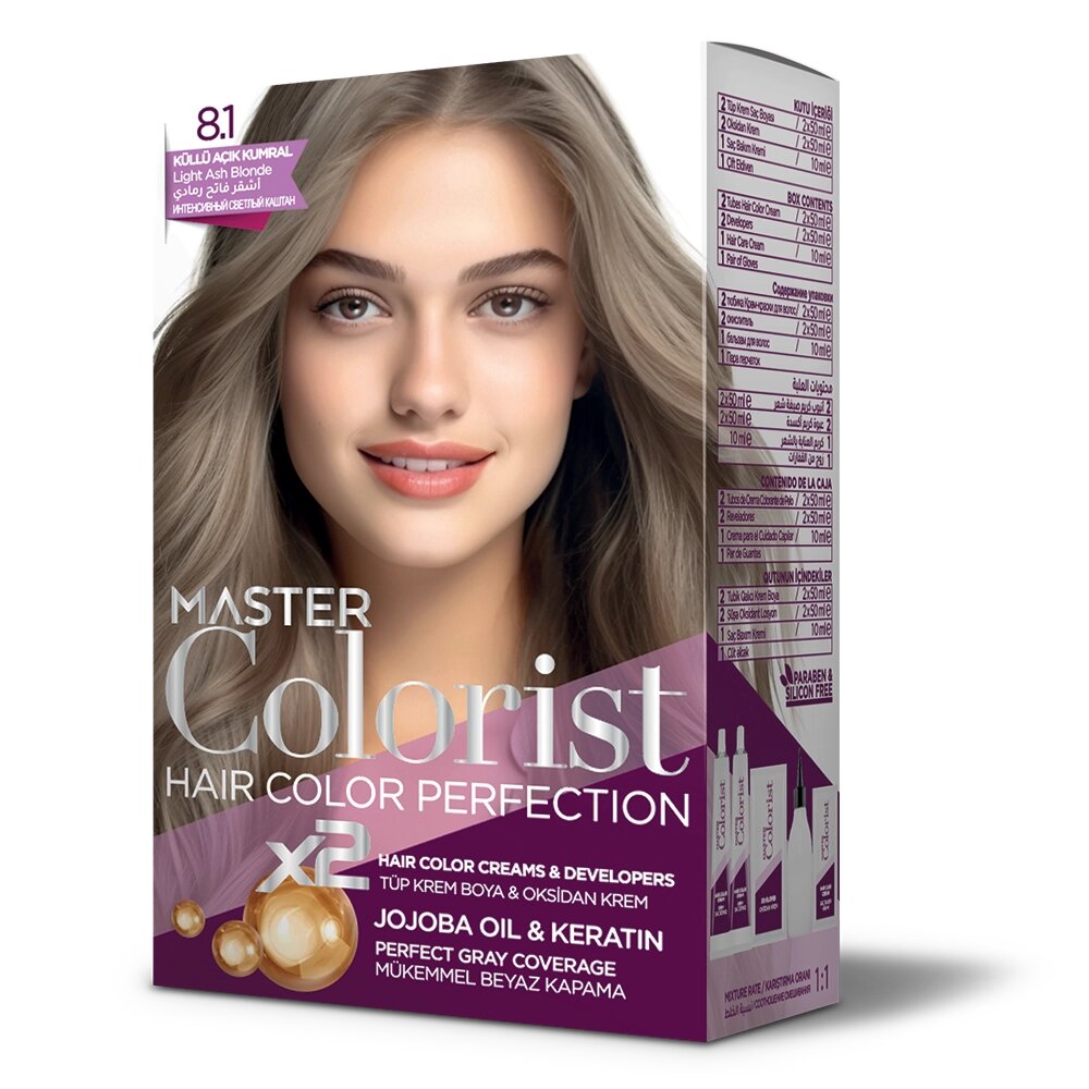 Фарба для волосся Master Colorist 8.1 Попілястий світло-русий, 2x50 мл+2x50 мл+10 мл від компанії Універсальний Інтернет-магазин POPULAR - фото 1