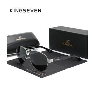 Фірмові сонцезахисні окуляри Авіатори з градієнтними лінзами N7777 KINGSEVEN Італія Сірий