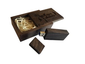 Флешка SUNROZ Wooden USB Flash Drive дерев'яний флешнакопичувач із гравіюванням "Наша весілля" 16 Gb, USB