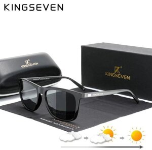 Фотохромні сонцезахисні окуляри в класичній оправі з поляризованими лінзами N7557F KINGSEVEN DESIGN Чорний/Сірий
