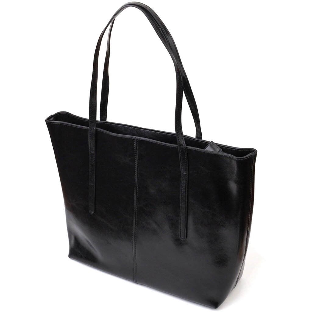 Функціональна сумка-шопер із натуральної шкіри 22095 Vintage Чорна від компанії Універсальний Інтернет-магазин POPULAR - фото 1