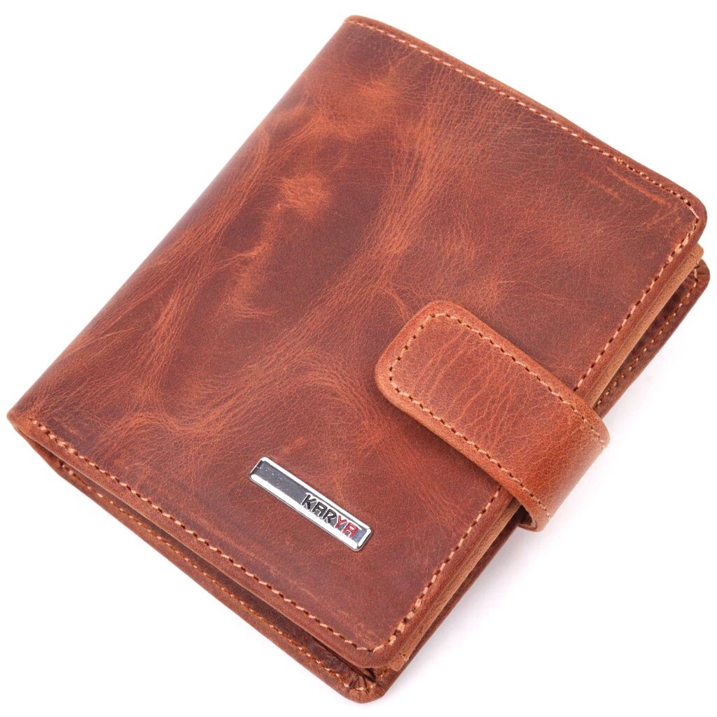 Функціональний чоловічий гаманець у вінтажній шкірі KARYA 21369 Рудий від компанії Універсальний Інтернет-магазин POPULAR - фото 1
