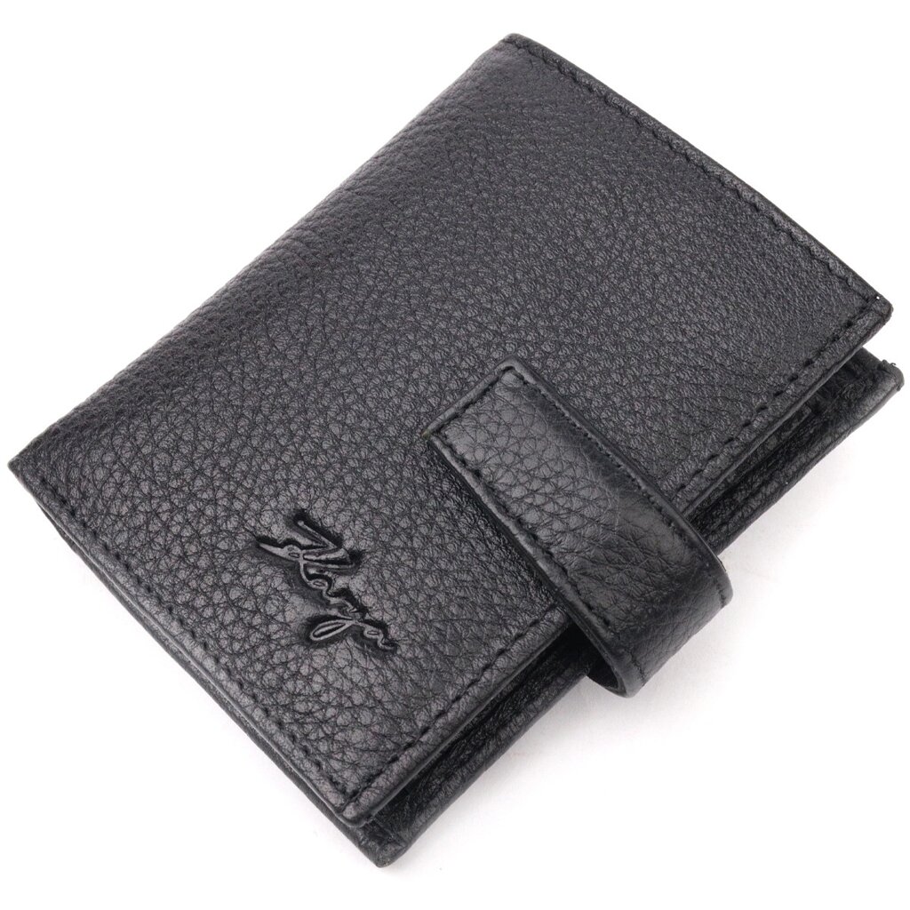 Функціональний вертикальний невеликий чоловічий гаманець із зернистої шкіри KARYA 20992 Чорний від компанії Універсальний Інтернет-магазин POPULAR - фото 1