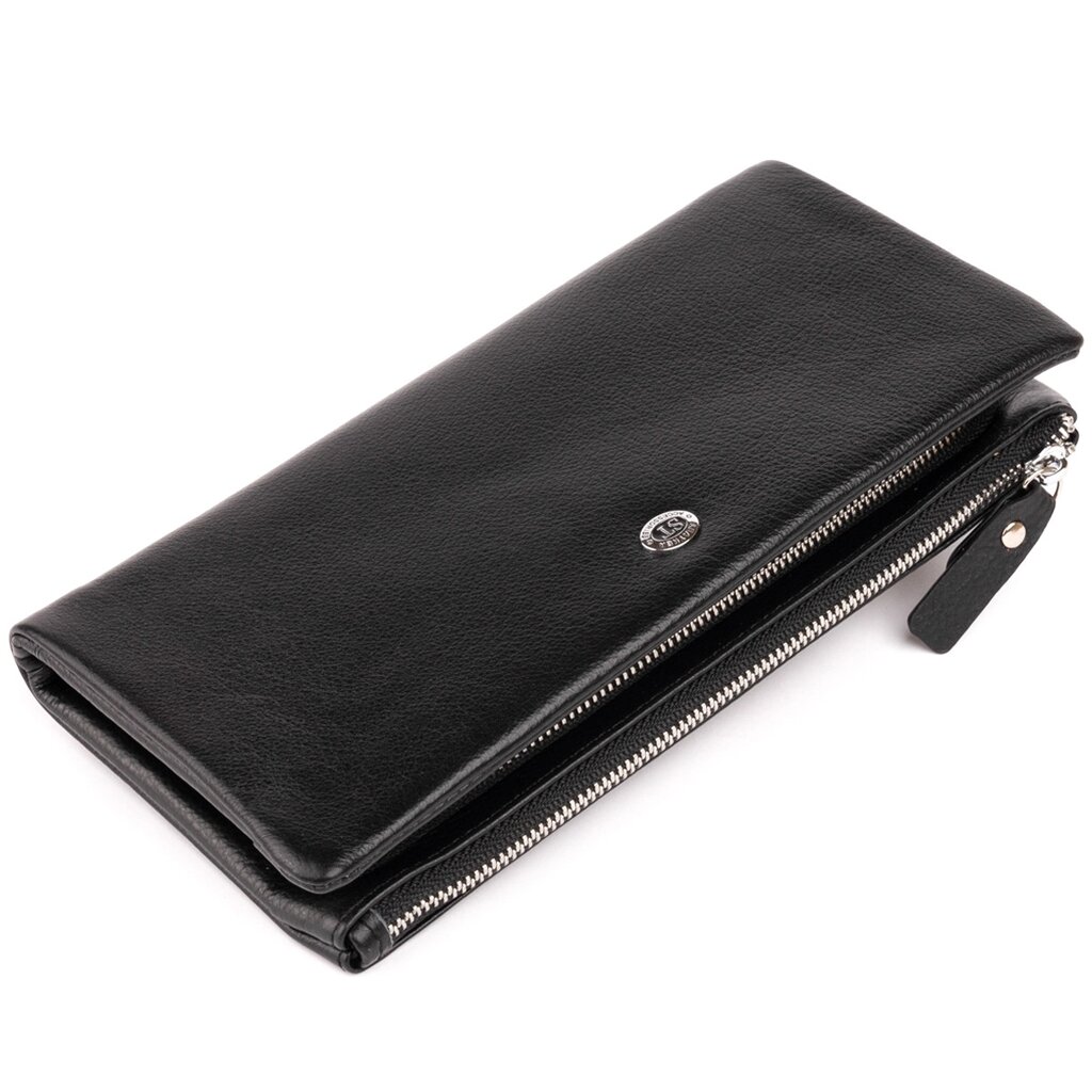Гаманець-клатч зі шкіри з кишенею для мобільного ST Leather 19310 Чорний від компанії Універсальний Інтернет-магазин POPULAR - фото 1