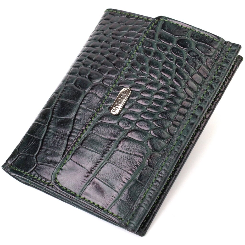 Гарний гаманець для жінок середнього розміру з натуральної шкіри з тисненням під крокодила CANPELLINI 21815 від компанії Універсальний Інтернет-магазин POPULAR - фото 1