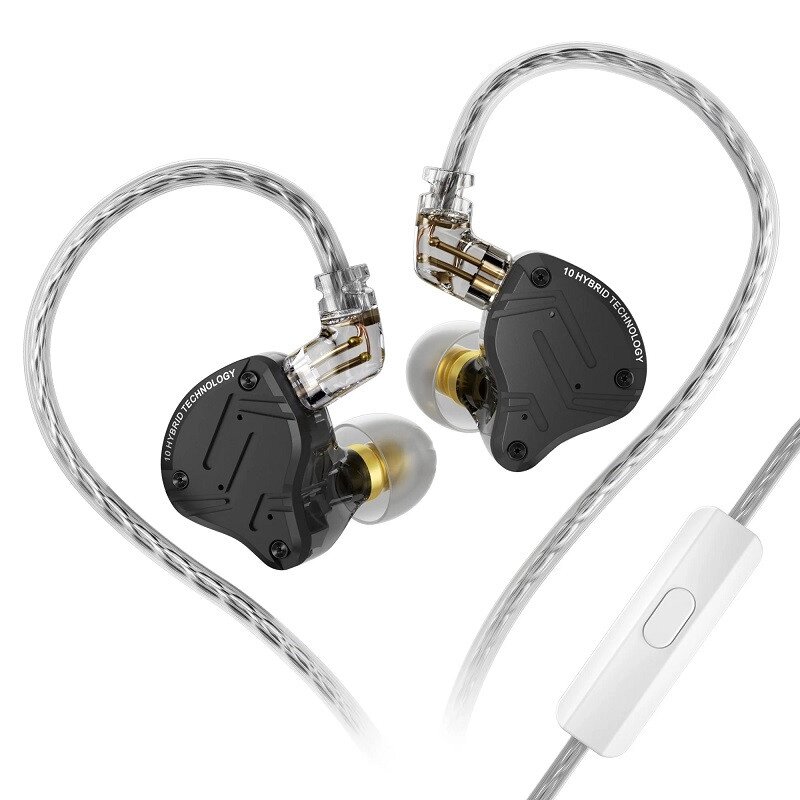 Гібридні навушники KZ ZS10 Pro X з мікрофоном (Чорний) від компанії Універсальний Інтернет-магазин POPULAR - фото 1