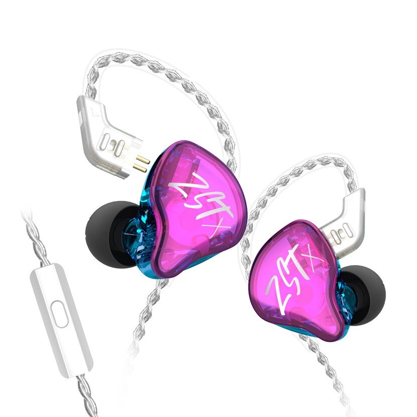Гібридні навушники KZ ZST X зі знімним кабелем (Фіолетовий) від компанії Універсальний Інтернет-магазин POPULAR - фото 1