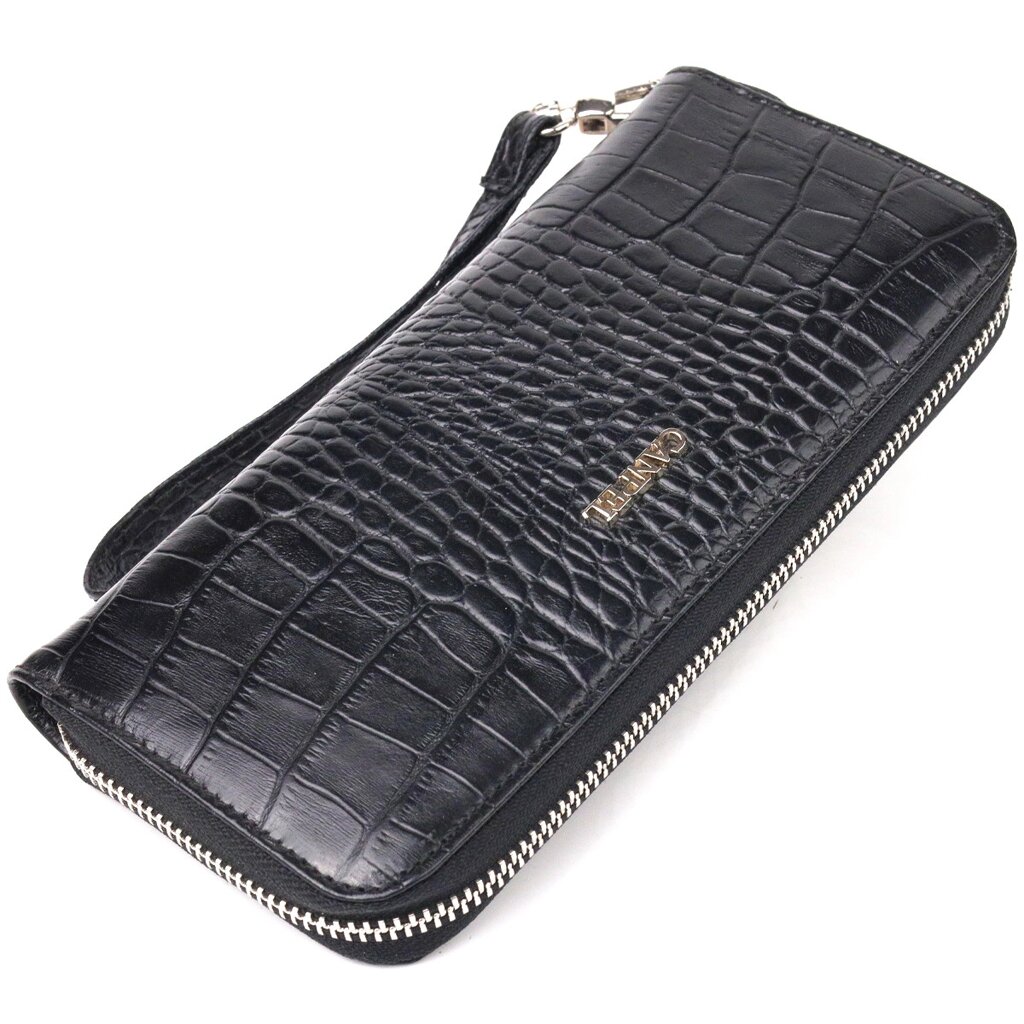 Горизонтальний гаманець для жінок із натуральної фактурної шкіри під крокодила CANPELLINI 21623 Чорний від компанії Універсальний Інтернет-магазин POPULAR - фото 1