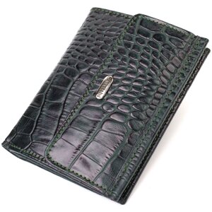 Гарний гаманець для жінок середнього розміру з натуральної шкіри з тисненням під крокодила CANPELLINI 21815