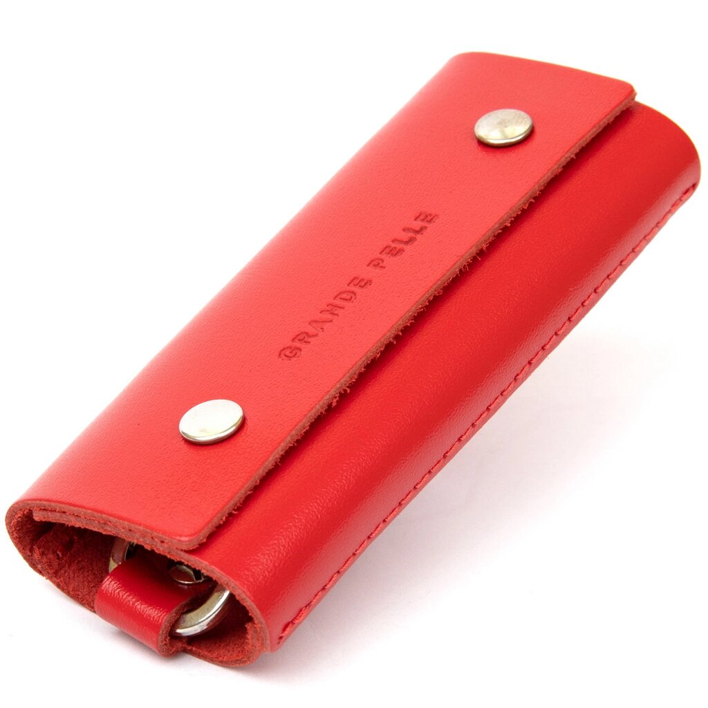 Ключниця тубус шкіряна на кнопках Grande Pelle 11347 Червона від компанії Універсальний Інтернет-магазин POPULAR - фото 1