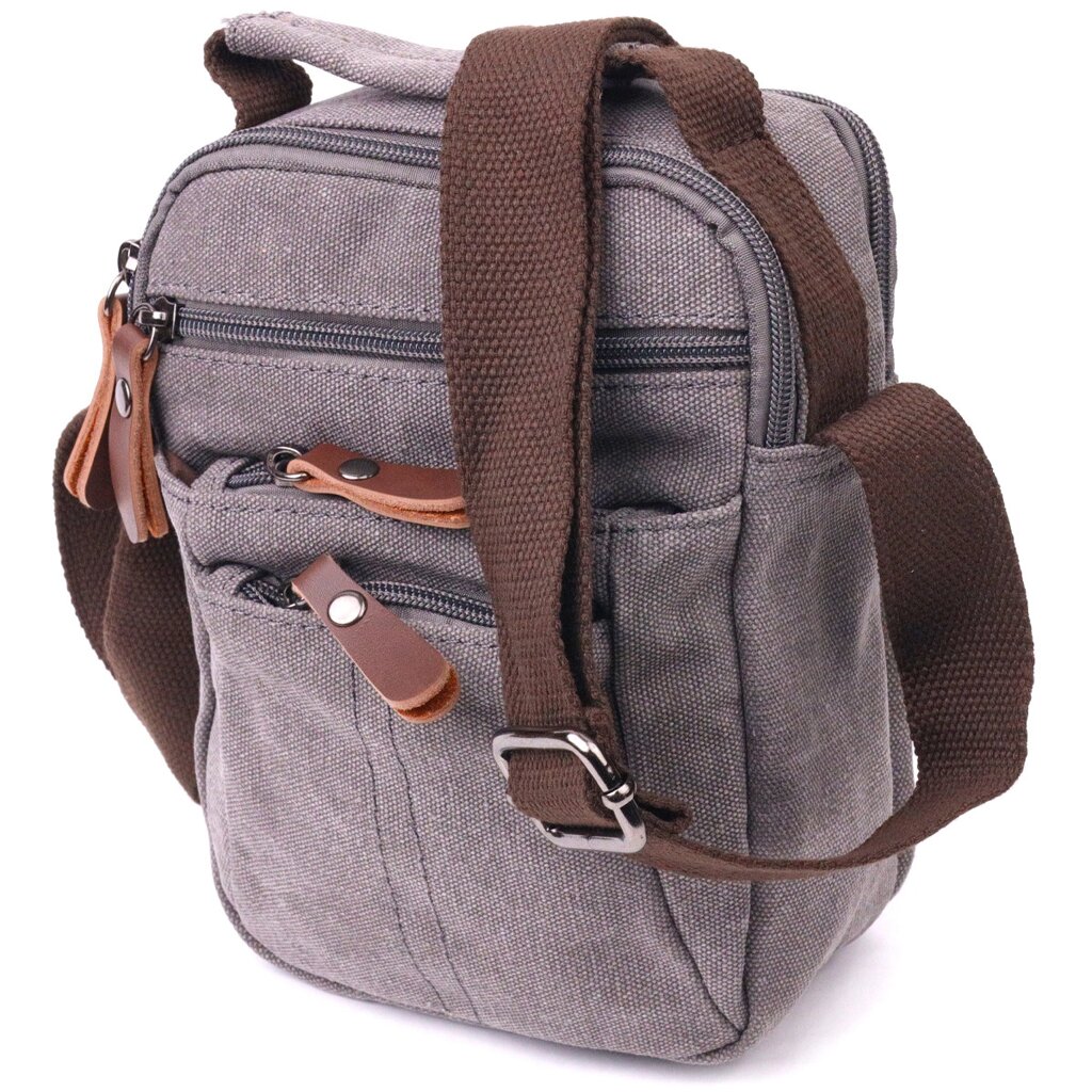 Компактна чоловіча сумка зі щільного текстилю 21244 Vintage Сіра від компанії Універсальний Інтернет-магазин POPULAR - фото 1